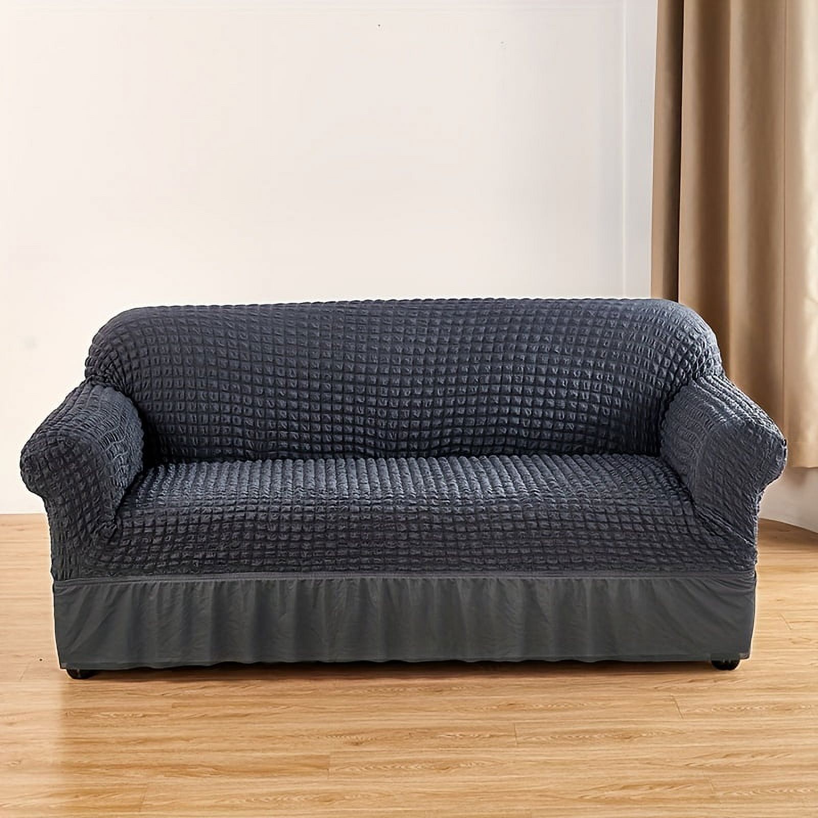 1pc Seersucker Sofa Slipcover Nonslip Elastic Sofa Cover Anticat
