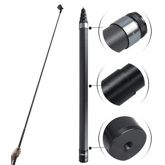 1pc Selfie Stick for Insta360 X3, 3M/118 Inch Carbon Fiber Invisible Ultra Long Extension Pole, Insta360 ONE X/ONE X2/ ONE R ONE RS X2 R X Camera(Silver)