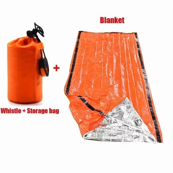 1pc/Set Portable Emergency Survival Sleeping Bag, Outdoor DC Camping Device with Whistle Thermal Bag Kit
