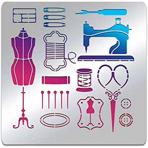 1pc Sewing Machine Pattern Stainless Steel Stencils Template Wire Winder Buttons Metal Drawing Stencil Template