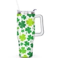 thumbnail image 1 of 1pc Shamrock 40oz Tumbler with Straw & Handle - Insulated Stainless Steel Cup | Holiday Gift for Man Women (Christmas, Valentine's, Birthday), 1 of 5