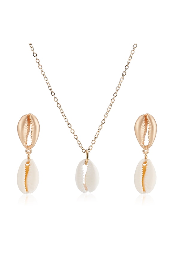 1pc Shell Necklace 1 Pair Seahell Earrings Beach Jewelry for Women Natural Seashell Shell Scallop Pendant Choker Necklace Adjustable Shell Earrings Studs Beach Jewelry Gift DIY