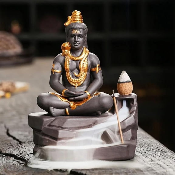 1pc Shiva Buddha Backflow Incense Burner, Purple Clay Zen Meditation Home Decor (Without Incense)