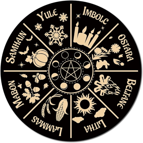 1pc Sign Wood Decor Round Black Wooden Wall Art Sculpture Hanging Wreaths Decoration Cutout for Home Front Door Porch Living Room Coffee Bar Gift Christmas Farmhouse 11.8 Inch