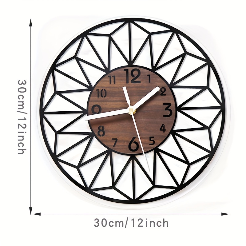 1pc Silent Acrylic Wall Clock with Fashionable Wood Grain Design