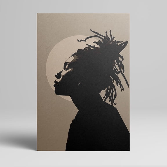 1pc Silhouette Portrait of a Person with Dreadlocks against a Circular Background Framed Decor room hanging Wall Picture Decor for Home Gifts, living room, bathroom, bedroom, kitchen wall art decor