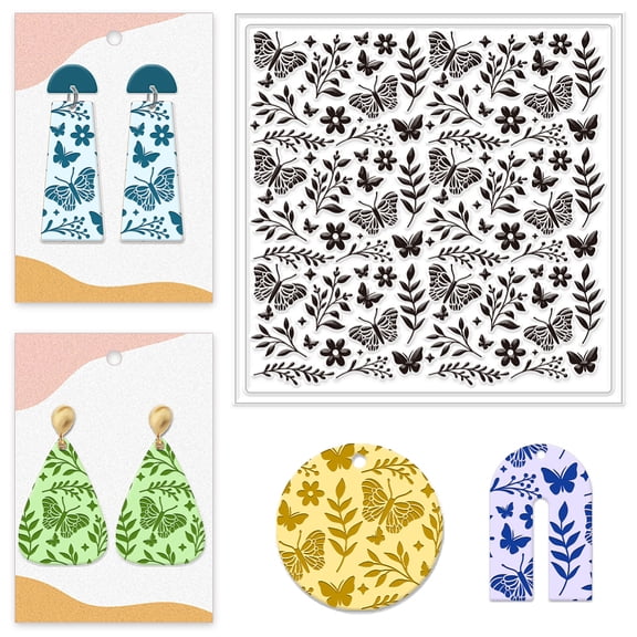 1pc Silicone Clay Texture Mat Clay Modeling Pattern Pad Butterfly 140x140x3mmDIYMixed Color