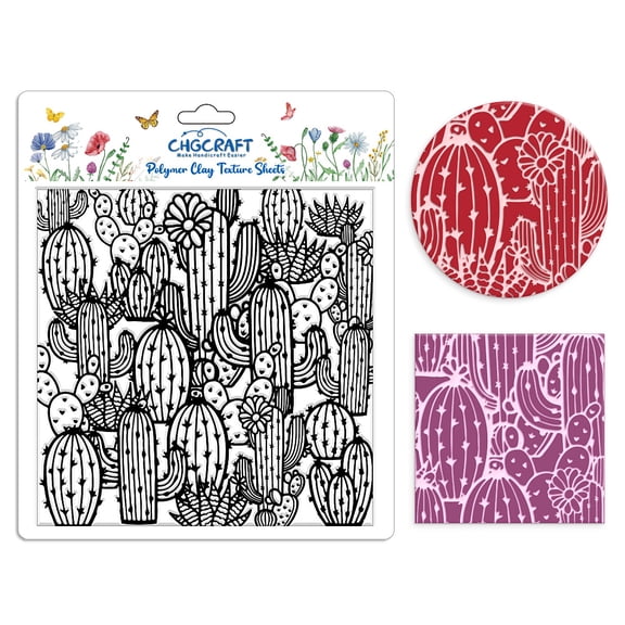 1pc Silicone Clay Texture Mat Clay Modeling Pattern Pad Cactus 140x140x3mm for DIY