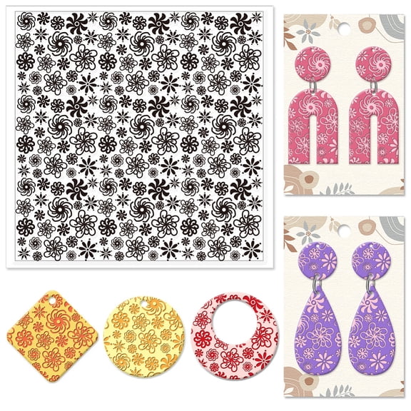 1pc Silicone Clay Texture Mat Clay Modeling Pattern Pad Flower 140x140x3mm