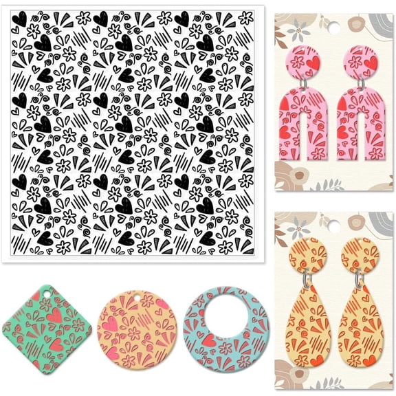 1pc Silicone Clay Texture Mat Clay Modeling Pattern Pad Heart 140x140x3mm