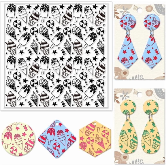 1pc Silicone Clay Texture Mat Clay Modeling Pattern Pad Ice Cream 140x140x3mm DIY
