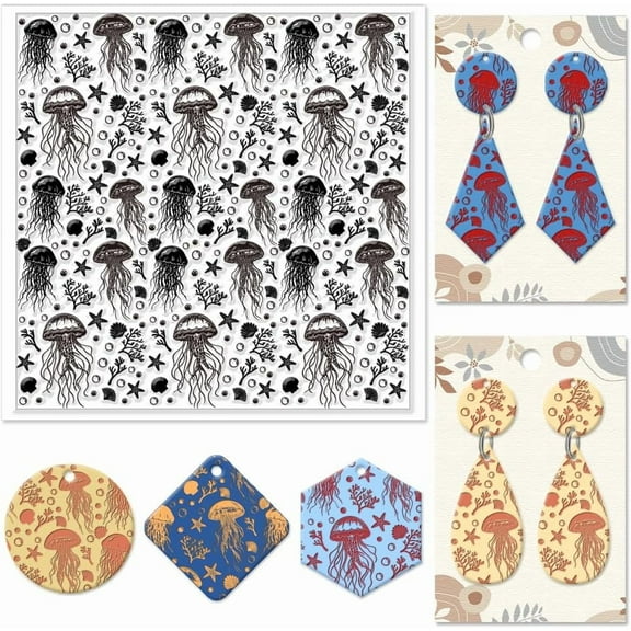 1pc Silicone Clay Texture Mat Clay Modeling Pattern Pad Jellyfish 140x140x3mm