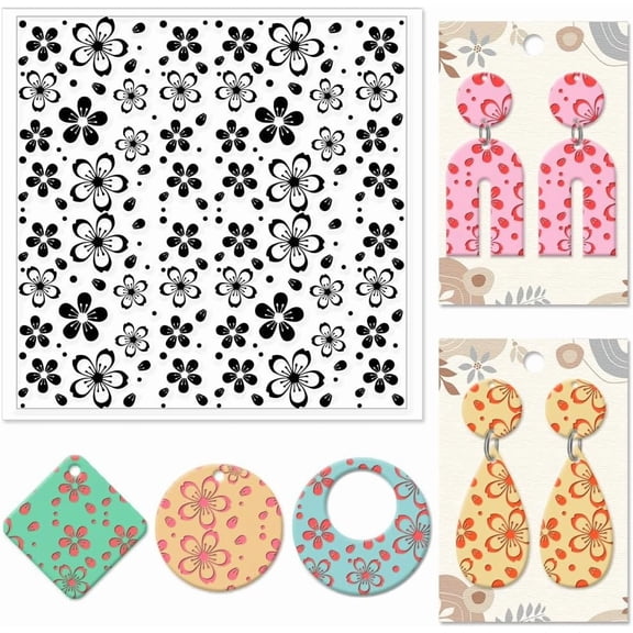 1pc Silicone Clay Texture Mat Clay Modeling Pattern Pad March Cherry Blossom 140x140x3mm