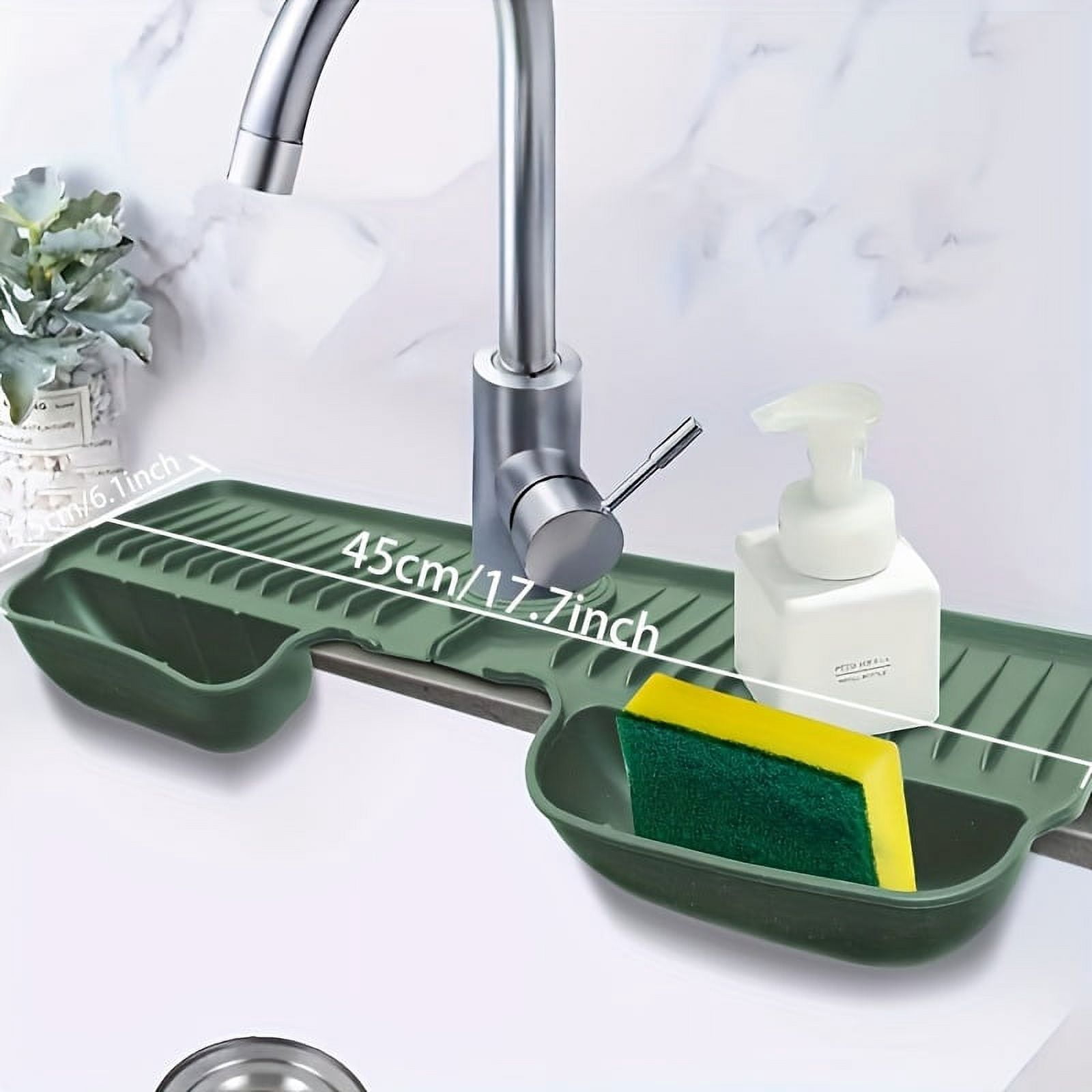 1pc Silicone Faucet Holder & Splash Guard - Water-Collecting, Easy ...
