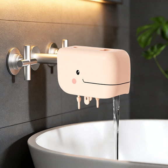 1pc Silicone Whale Bath Spout Cover for Tub Faucet Protection Safe Cartoon Faucet Guard in Gray Wear-Resistant Bathtub Spout Protector for Bath (Beige)