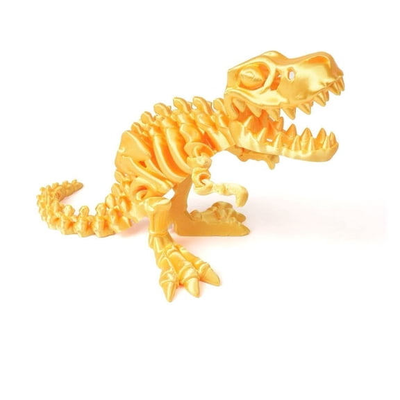 1pc Silk Bright Gold Size: 15cm 3D Printed Tyrannosaurus Rex Dinosaur Skeleton Deformable Figurine, Gift, Craft, Skull Dragon