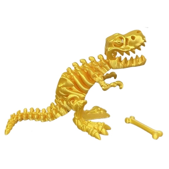 1pc Silk Gold Size: 15cm 3D Printed Tyrannosaurus Rex Dinosaur Skeleton Transformer Figurine Gift Craft