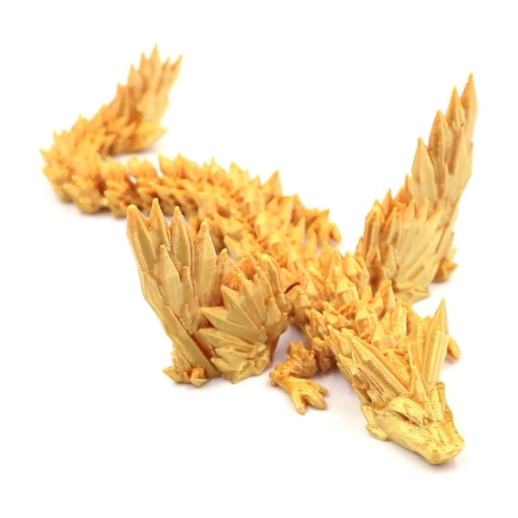 1pc Silk Gold Size: 18.5*4.5*4.5CM 3D Printed Crystal Dinosaur Dragon Figurine With Detachable Wings And Joints.