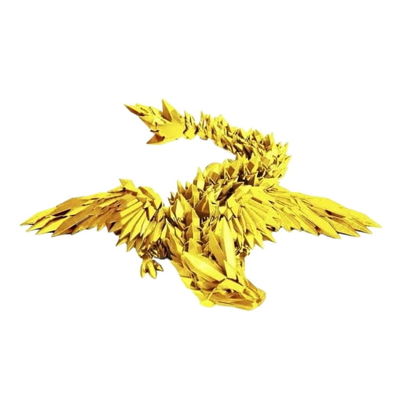 1pc Silk Gold Size: 22cm 3D Printed Glow-in-the-Dark Rainbow Crystal Dragon Wings And Flying Dragon Egg Set With Articulated Joints - Creative Gift