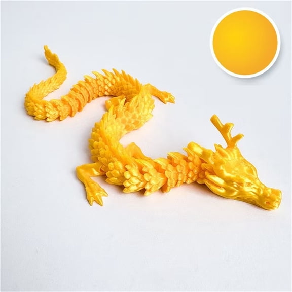 1pc Silk Gold Size: 30cm 3D Printed Chinese Dragon Joint Movable Chinese Dragon Egg Set Colorful Ornament
