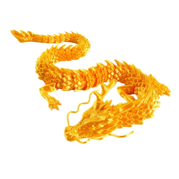 1pc Silk Gold Size: 60cm 3D Printed Jointed Arowana Tank Landscaping Chinese Dragon Model Ornament