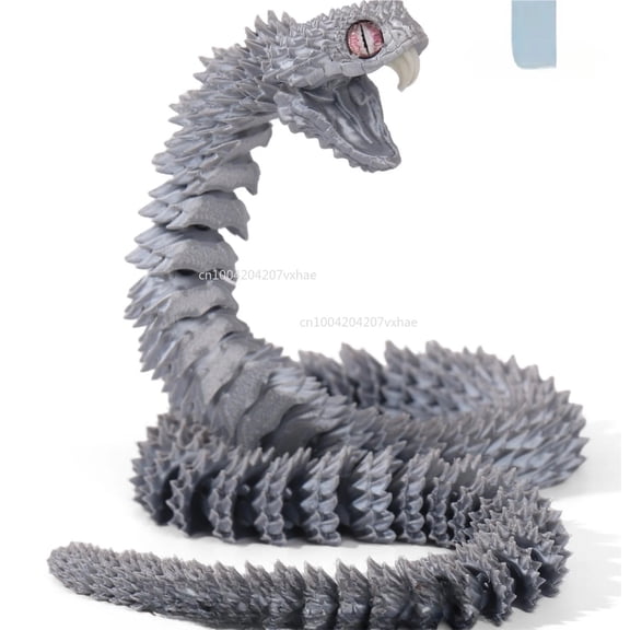 1pc Silk silver 3D Printed Snake Teeth Retractable Figurines Animal Model Fidget Desktop Snake Collectibles Home Desk Decor
