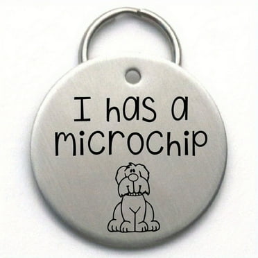 1pc, Silvery Round Pet ID Tag - I Have a Microchip - Cute Stainless Steel Engraved Metal Dog Tag