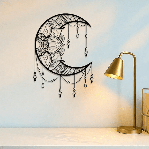 1pc Simple Mandala Moon Wall Sculpture - Metal Wall Art Replica Fashionable Boho Style Wall Hanging for Celebration Events, Weddings and Creative Gifts,Home Decor ,Room Decor,Wall Decor
