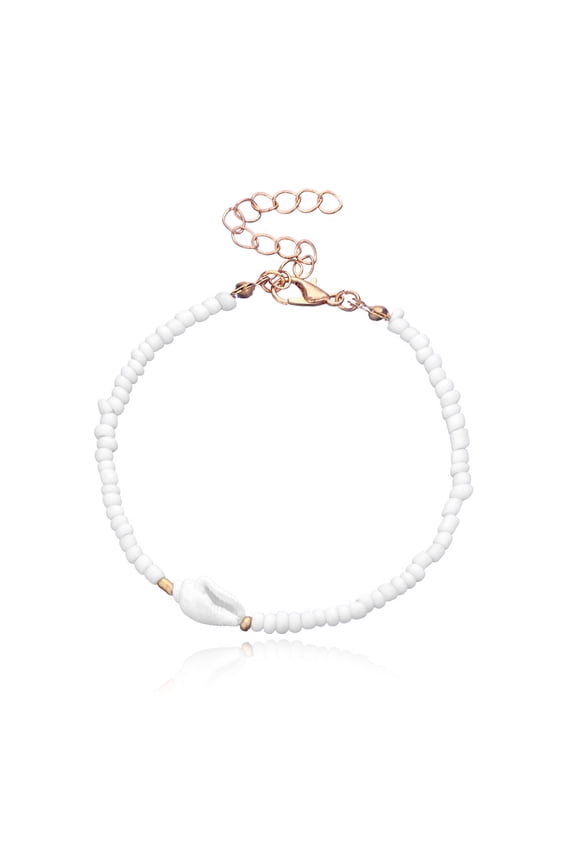 1pc Simple White Rice Bead Conch Shell Bracelet for Women Elegant Natural Shells Wristband Wedding Holiday Beach Jewelry