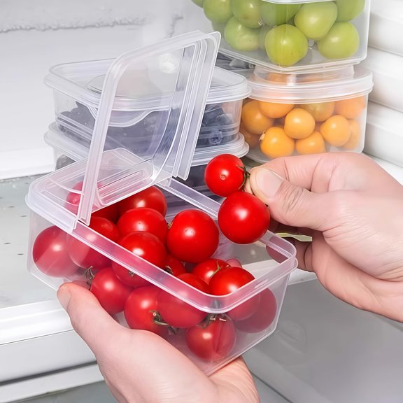 1pc Single Opening Double Opening Food Fruit Refrigerator Fresh Storage Box, Transparent Dust-Proof Fresh Keeping Easy to Clean Reusable, Portable Picnic Outdoor Fruit Storage Box
