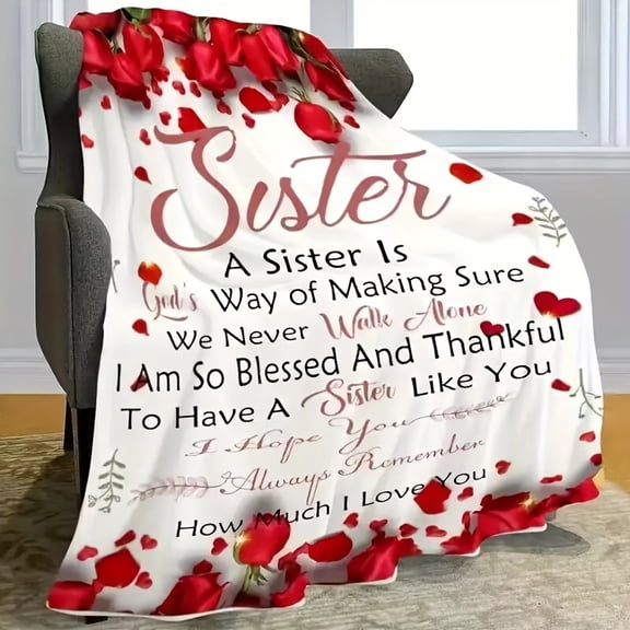 1pc Sister Appreciation All-Season Soft Flannel Sofa Throw Blanket - Polyester Fiber, Plain Weave, Machine Washable - Birthday Gift for Best Sister, Best Friend, Confidant