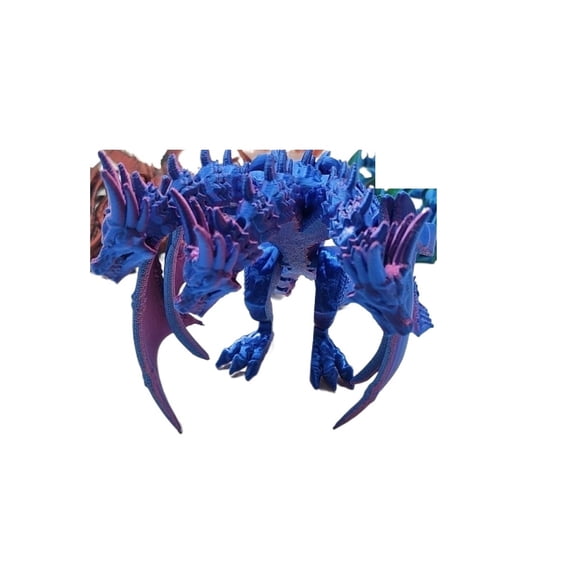 1pc Size: 24cm 3D Printed King Ghidorah Three-Headed Dinosaur Standing Winged Model Figurine Decoration Gift