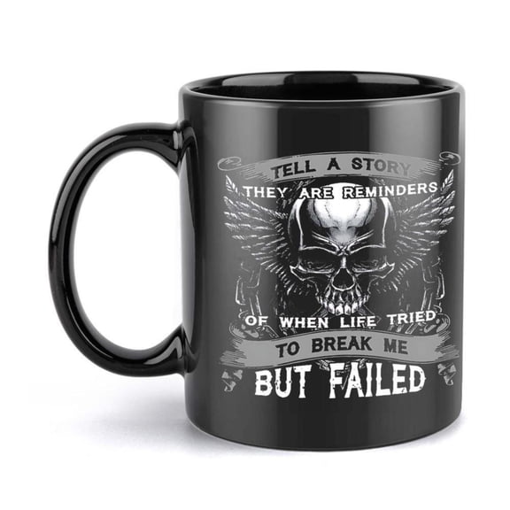 1pc Skull 11oz Ceramic Coffee Mug with Inspirational Quote Winged Skull Design Black with White Graphics Durable Ceramic Cup Coffee Tea Hot Chocolate Friends Family Home or Office