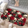thumbnail image 1 of 1pc Skulls and Roses Absorbent Non-Slip Bathroom Thickened Flannel Rug Decor,Soft,Quick Drying,Suitable For Indoor/outdoor Use,Bathrooms,Bedrooms,Kitchens,Terrace,Laundry Rooms,16"x24", 1 of 9