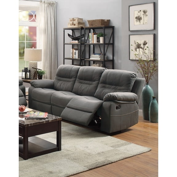 1pc Slate Blue Motion Sofa for Living Room - Metal Reclining & Breathable Leatherette