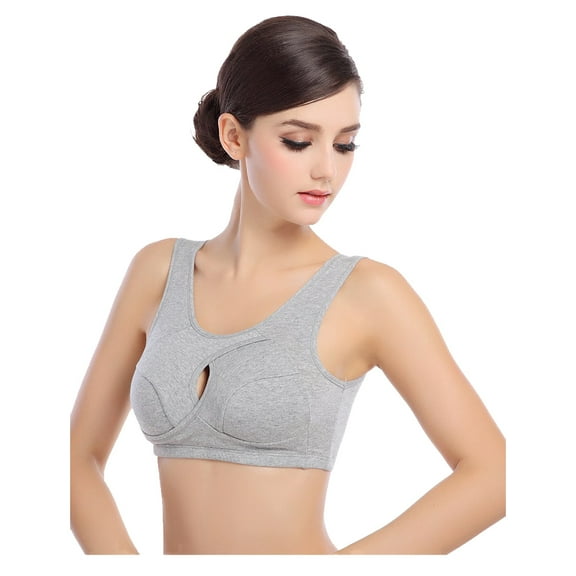 MOKKHNB Woman Bras No Wire Cotton Sleeping Bra Grey 1Pcs