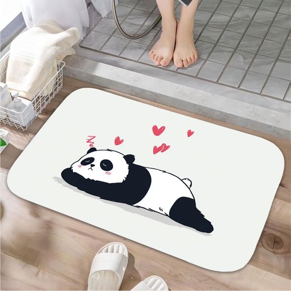 1pc Sleeping Panda Absorbent Non-Slip Bathroom Thickened Flannel Rug Decor,Soft,Quick Drying,Suitable For Indoor/outdoor Use,Bathrooms,Bedrooms,Kitchens,Terrace,Laundry Rooms,16"x24"