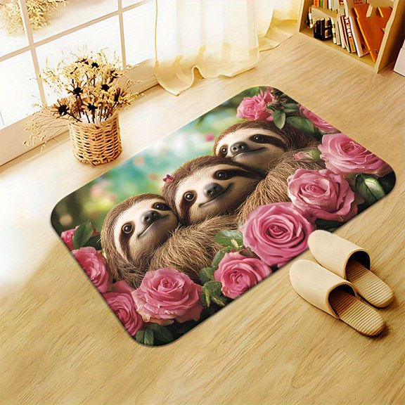 1pc of Sloth-Themed Cartoon Doormat, Featuring a Non-Slip Design,Suitable for Bathroom Use,Made of Microfiber That Absorbs Moisture, And Machine Washable, Ideal for Bedrooms And Living Room Entrances