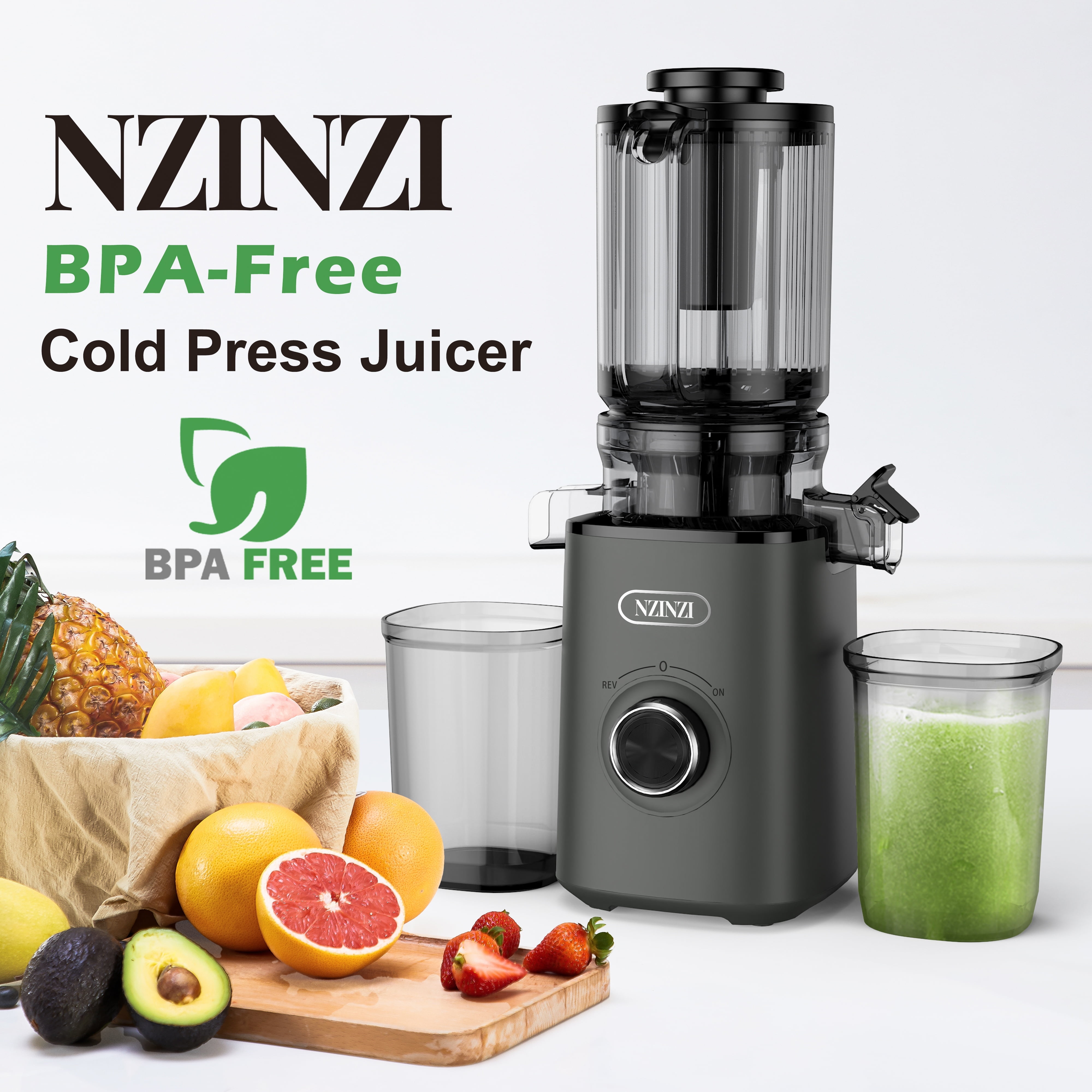 NZINZI Slow Juicer, Cold Press Juice Extractor, Masticating