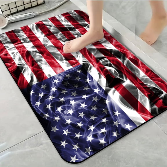 1pc Smoky American Flag Bathroom Rug Bathroom Decor and Accessories- Durable,Anti Slip,And Quick Drying,Suitable For Indoor/outdoor Use - Perfect For Bathrooms,Bedrooms,Kitchens