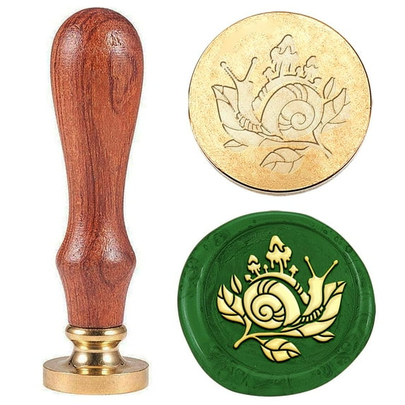 1pc Snail Sealing Wax Stamps Vintage Animal Wax Seal Stamp Envelope Sealing Stamp 25mm Removable Brass Stamp Head with Wooden Handle for Invitations Wedding Embellishment Bottle Decoration Gold