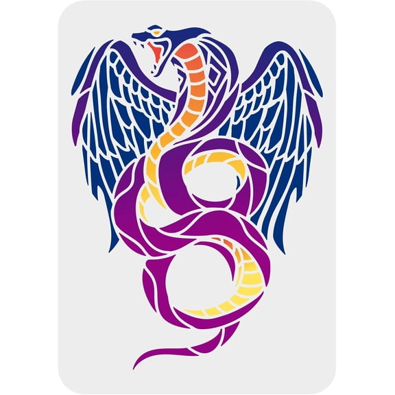 1pc Snake Painting Stencil 8.3x11.7inch Reusable Snake Wings Drawing Stencil DIY Craft King Cobra Painting Template Animal Theme Stencil for Painting on Wall Wood Furniture