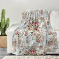 thumbnail image 1 of 1pc Soft And Warm Rose Print Flange Blanket for Sofa, Couch, Office, Bed, Camping And Travel, 1 of 6
