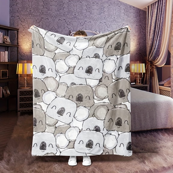 [1pc Soft Fleece Koala Blanket] 1pc - Cute Koala Animal Style Fleece Blanket, Soft and Comfortable, Suitable for Sofa, Bedroom, Outdoor Camping, Multi-purpose Fleece Blanket