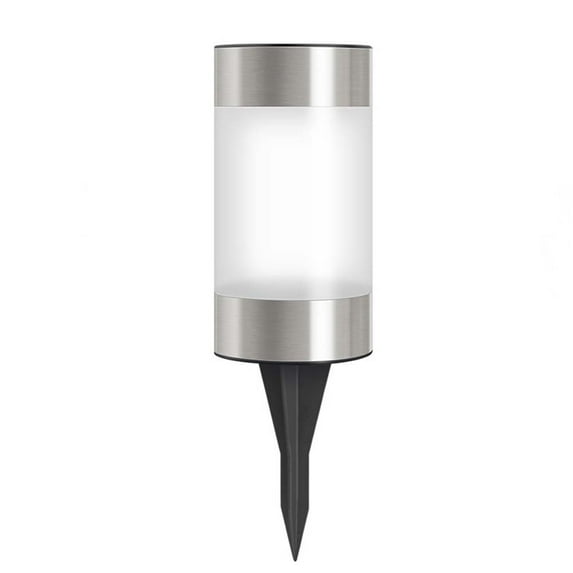 1pc Solar Power Mini Lanscape Ground Light Stick Lamp Courtyard Lawn Light (Solar Power 1LED Cylindrical Lawn Lamps White Light Black + Silver)