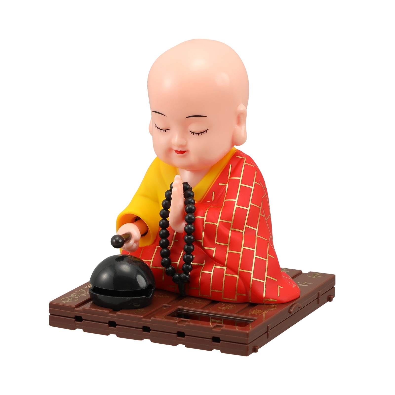 1pc Solar Powered Bobblehead Monk Figurine Buddha Monk Statue Home Car Dashboard Decoration Walmart