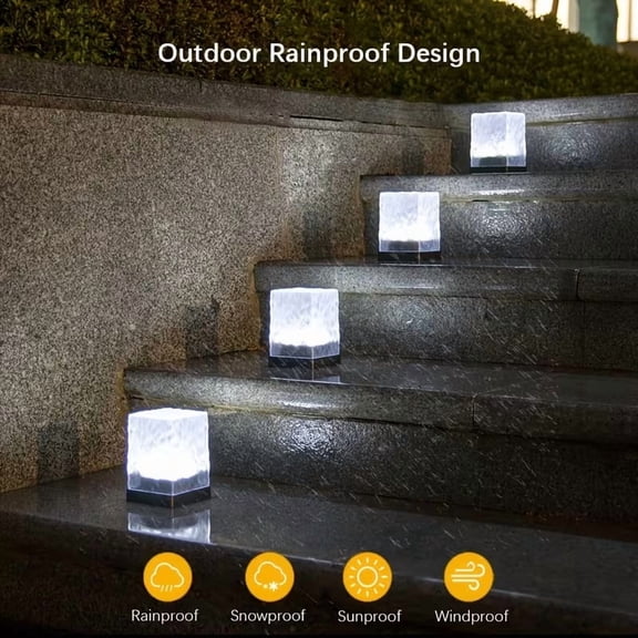 1pc Solar-Powered LED Cube Lights - Outdoor Square Garden Lights for Patio, Lawn Decor & Photography Studio Background Lighting