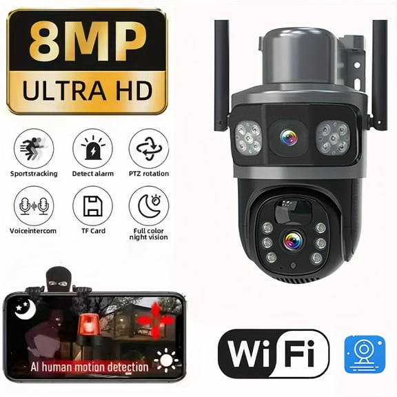 1pc-Solar Surveillance-Smart Security Camera, Remote Care, Mobile App Control, 355° Panoramic View, Multi-User Live View, 20-Minute Installation, for Door, Yard, Garden, Balcony