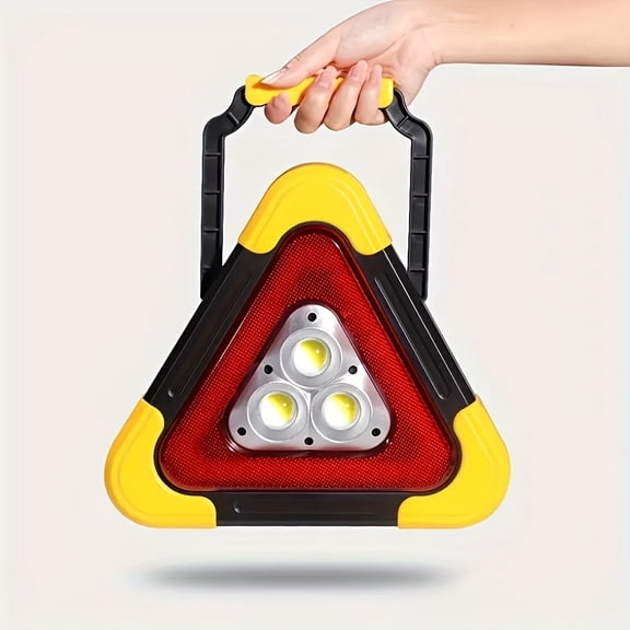 1pc Solar Triangle Emergency Sign Flashlight, Adjustable Handle, 5 Modes, IP45 Waterproof, Rechargeable (Battery Included), High Visibility for Camping, Hiking & Road Emergencies