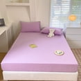 1pc Solid Color Fitted Sheet Cotton Bedsheets Yarn Dyed Bed Cover